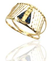 Anel de ouro 18k Nossa Senhora Aparecida raiado