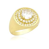Anel de Ouro 18k Pedra Branca Cravejado Banhado a Ouro Anel Cravajado em Zircônia Anel de Ouro 18k Pedra Branca Cravejado Banhado a Ouro Anel Cravajado em Zircônia