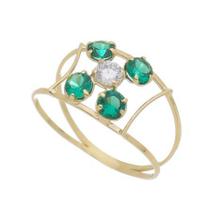 Anel de ouro 18k Pedras Zirconia