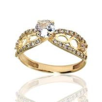 Anel de ouro 18k Pedras Zirconia