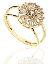 Anel de ouro 18k pizza com pedras