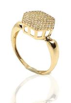 Anel de ouro 18k sextavado com zircônias Anel de ouro 18k sextavado com zircônias