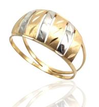 Anel de ouro 18k Trabalhado Branco e Amarelo Anel de ouro 18k Trabalhado Branco e Amarelo