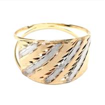 Anel de ouro 18k Trabalhado Branco e Amarelo