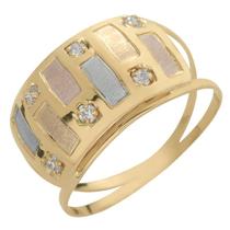 Anel de Ouro 18k Tricolor com 6 Pedras Zircônias Colore di Parete