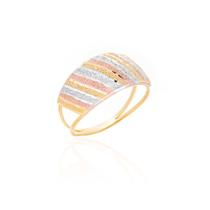 Anel de ouro 18K Tricolor Estampado