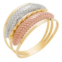 Anel de Ouro 18k Tricolor Feminino Due Viste