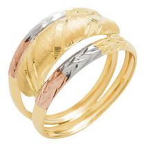 Anel de Ouro 18k Tricolor Feminino Miele