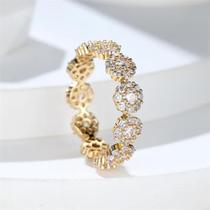 Anel de Ouro Amarelo com Zircônia - Aliança de Noivado Luxuosa para Mulheres Anel de Ouro Amarelo com Zircônia - Aliança de Noivado Luxuosa para Mulheres