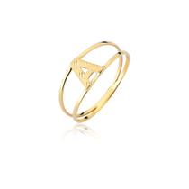 Anel de ouro com letra feminino 18k aro duplo