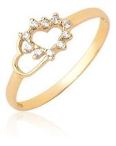 Anel De Ouro Feminino Com Pedras Delicado Ouro 18k A503