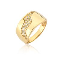 anel de ouro feminino cravejado zircônia grande 18k A208 - MAEHLER JOIAS