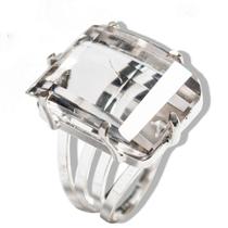 Anel de Pedra Cristal Retângulo Facetado em Prata 950 com Aro Ajustável Anel de Pedra Cristal Retângulo Facetado em Prata 950 com Aro Ajustável