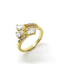 Anel De Pedra Zirconia Com Cravejado Banho De Ouro 18k 1906 Anel De Pedra Zirconia Com Cravejado Banho De Ouro 18k 1906