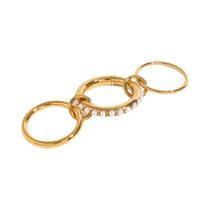 Anel de pérola em camadas de aço inoxidável europeu americano estilo joia de mão de titânio