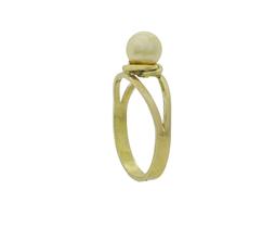 Anel de pérola natural água salgada dois aros de ouro 18k