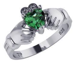 Anel De Prata 925 Claddagh Esmeralda - Exclusivo - Compre Joias Direto Da Fábrica E Economize Dinhe Anel De Prata 925 Claddagh Esmeralda - Exclusivo - Compre Joias Direto Da Fábrica E Economize Dinhe