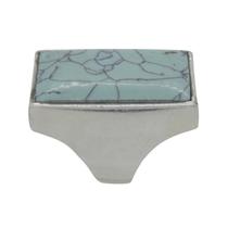 Anel de Prata 925 com Pedra Retangular Turquesa Sintética Grande Anel de Prata 925 com Pedra Retangular Turquesa Sintética Grande