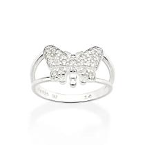 Anel de prata 925 feminino rommanel borboleta cravejada zircônias 810245