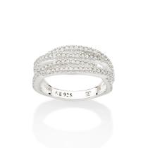 Anel de prata 925 feminino rommanel entrelaçado cravejado zircônias 810235 Anel de prata 925 feminino rommanel entrelaçado cravejado zircônias 810235