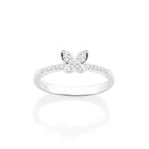 Anel de prata 925 feminino rommanel fino skinny borboleta com zircônias 810227