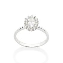 Anel de prata 925 feminino rommanel oval cravejado com zircônias 810243