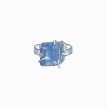 Anel de prata 925 Regulavel com cristal natural. Pedra Cianita Azul