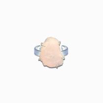 Anel de prata 925 Regulavel com cristal natural. Pedra Quartzo Rosa