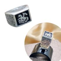Anel De Prata 925 São Jorge Quadrado Oração Masculino Reforçado