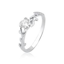 Anel De Prata 925 Solitário Aparador Ramo Com Zircônia