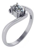 Anel De Prata 925 Solitário Miami Zirconia - Feminino