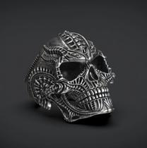 Anel de Prata Caveira - Skull Mecanic - Em Prata 925 - Celtic Joias Masculinas