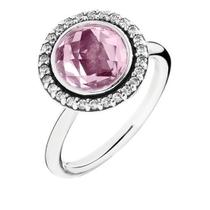 Anel de Prata Círculo Brilhante Rosa Life