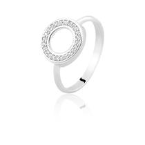 Anel De Prata Circulo Cravejado