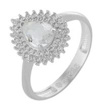 Anel de Prata Coleção Queens Cristal 5x7 e Zircônias Brancas Anel de Prata Coleção Queens Cristal 5x7 e Zircônias Brancas