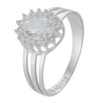 Anel de Prata Coleção Queens Cristal 5x7 e Zircônias Brancas Anel de Prata Coleção Queens Cristal 5x7 e Zircônias Brancas