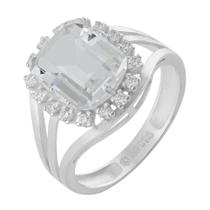 Anel de Prata Coleção Queens Cristal 8x10 e Zircônias Brancas Anel de Prata Coleção Queens Cristal 8x10 e Zircônias Brancas