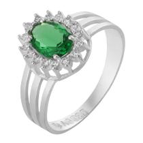Anel de Prata Coleção Queens Cristal Esmeralda 5x7 e Zircônias Brancas Anel de Prata Coleção Queens Cristal Esmeralda 5x7 e Zircônias Brancas