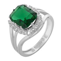 Anel de Prata Coleção Queens Cristal Esmeralda 8x10 e Zircônias Brancas Anel de Prata Coleção Queens Cristal Esmeralda 8x10 e Zircônias Brancas