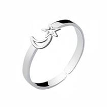 Anel de Prata Falange Lua Estrela