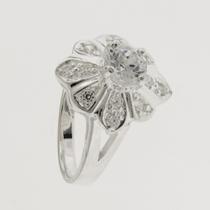 Anel de Prata Flor Celestial Zircônias Brancas 5mm Anel de Prata Flor Celestial Zircônias Brancas 5mm