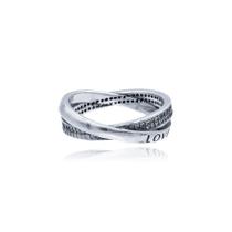 Anel de Prata Love com Zircônia cravejado mod 102146 Anel de Prata Love com Zircônia cravejado mod 102146