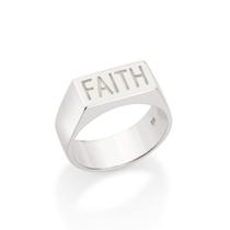 Anel de prata masculino rommanel retangular "faith" (fé) 810203