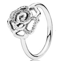 Anel de Prata Rosa Brilhante