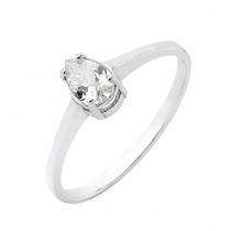 Anel De Prata Solitário Gota Clássico