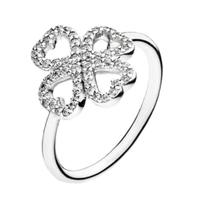 Anel de Prata Trevo Pétala de Amor