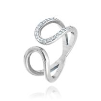 Anel de Prata Vazado com Zircônia cravejado mod 952653 Anel de Prata Vazado com Zircônia cravejado mod 952653