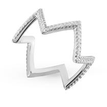 Anel de Prata Zig Zag Grande Cravejado Anel de Prata Zig Zag Grande Cravejado