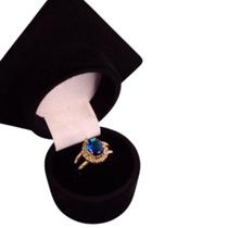 Anel de Profissão Curso Psicologia Banhado a Ouro 18k - Pedra azul