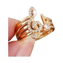 Anel De Punho Ajustável Elegante Com Zircônia Cúbica Em Formato De Nota Musical Para Uso Casual Ou Anel De Punho Ajustável Elegante Com Zircônia Cúbica Em Formato De Nota Musical Para Uso Casual Ou